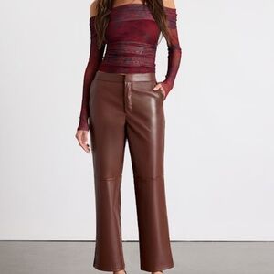 Lulus Open Minded Brown Vegan Leather Pants - Size S